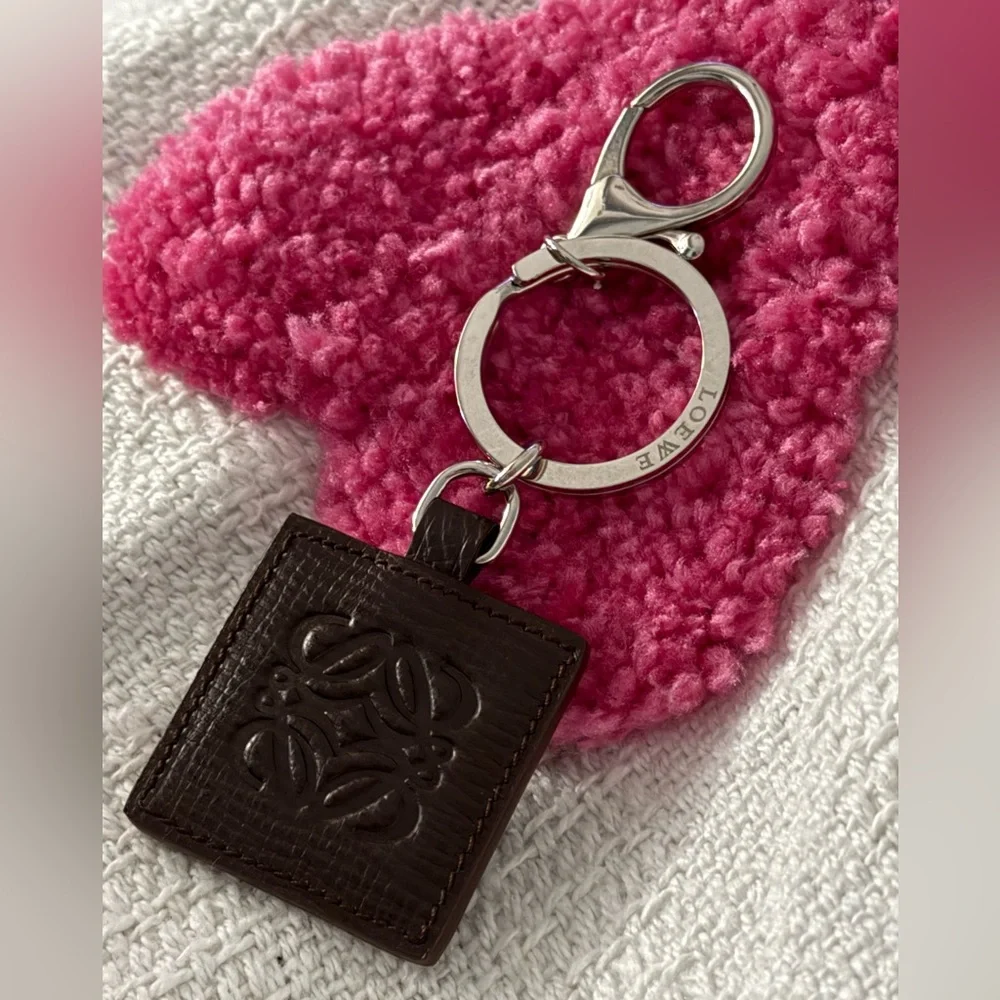 Loewe Dark Brown Leather Keyring/Keychain